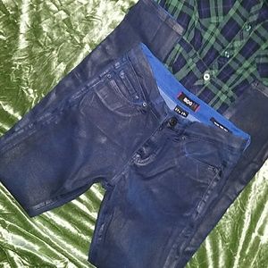 BDG Blue/Black Coated -Mid Rise Twig Ankle